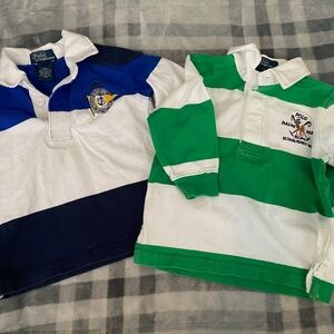 2 Ralph Lauren Polo 18 month collared striped long sleeve shirts